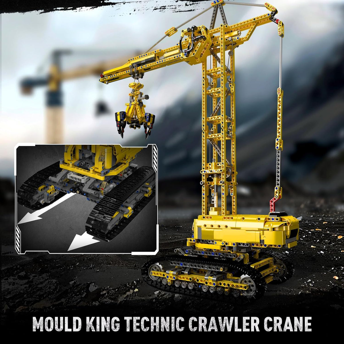 Mould King Technic Crawler Crane Advanced Building Kit for Adults, APP Control Large Engineering Vehicles, Construction Model Toy for Youth (1731 PCS)