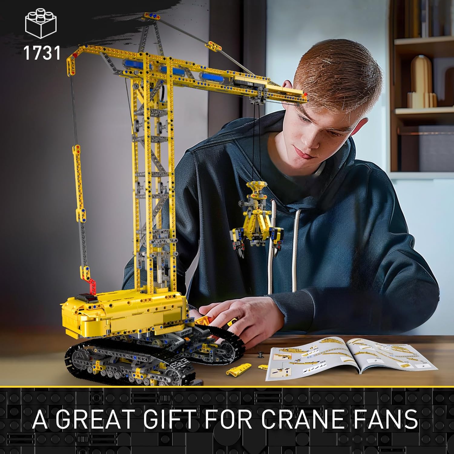 Mould King Technic Crawler Crane Advanced Building Kit for Adults, APP Control Large Engineering Vehicles, Construction Model Toy for Youth (1731 PCS)