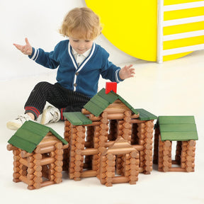 328 Pcs Wooden Logs Set Ages 3+, Classic Building Log Toys for Kids