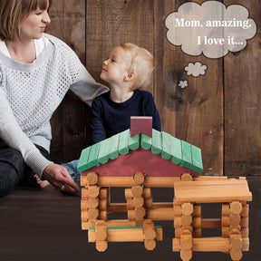 90 Pieces Classic Wood Cabin Logs Set