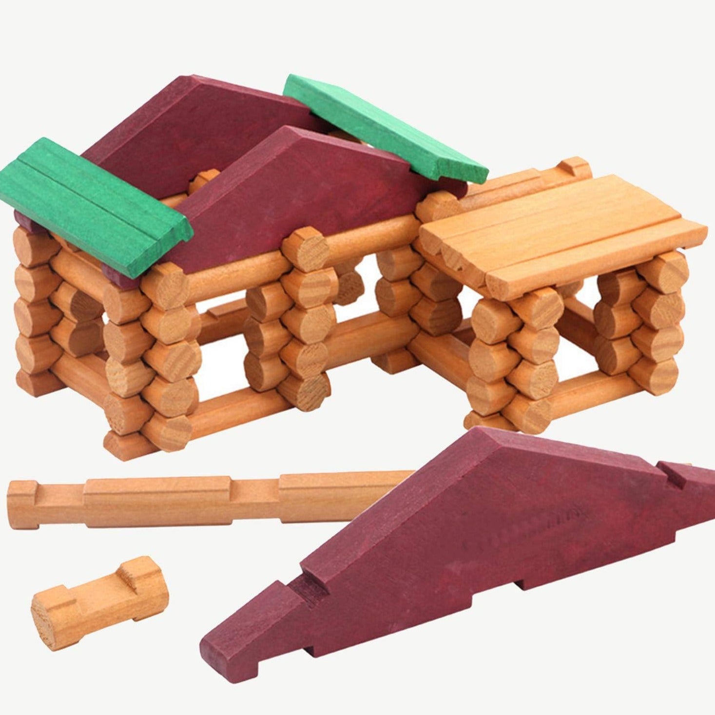 90 Pieces Classic Wood Cabin Logs Set