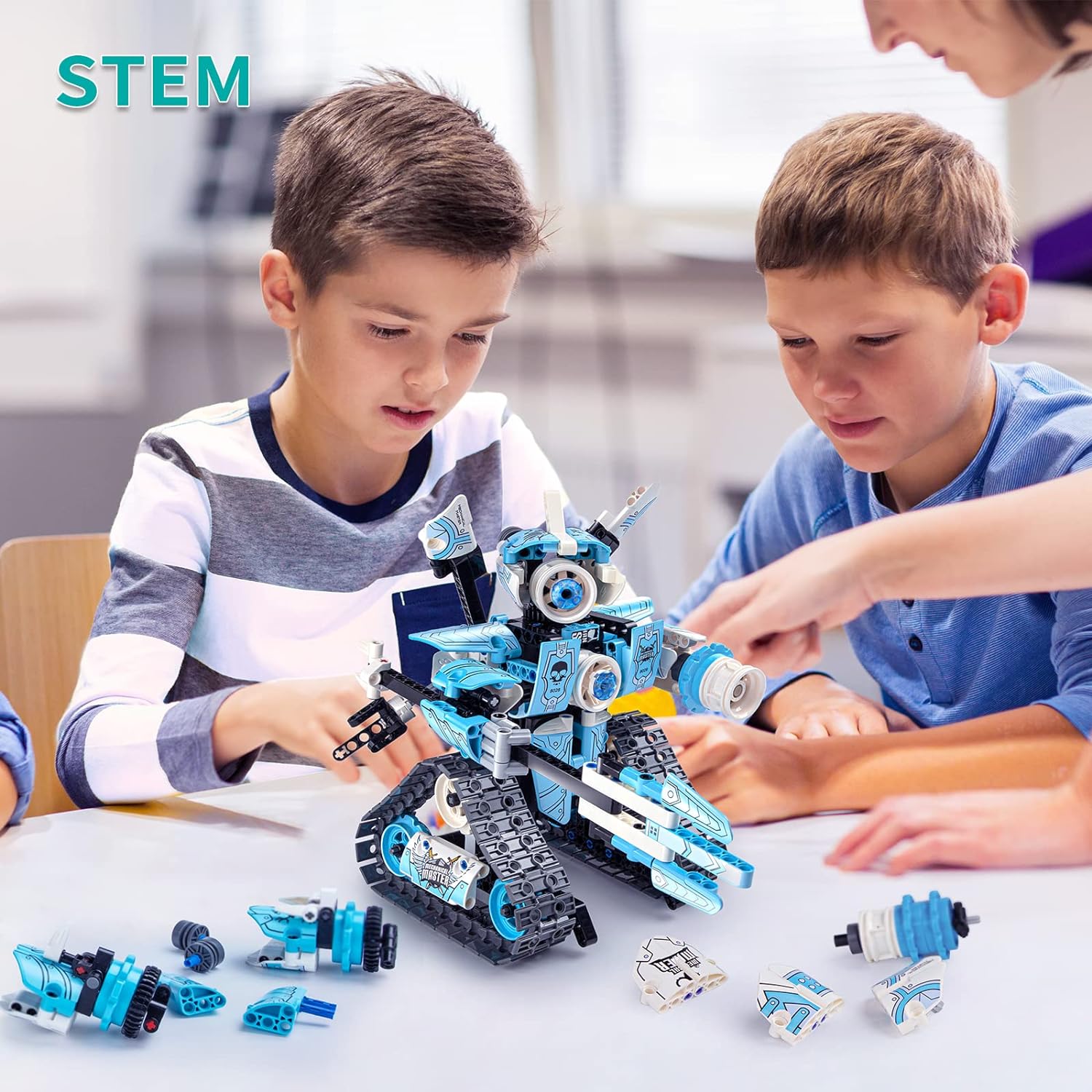 5 in 1 STEM Robot Toy Building Ki, Erector Set for Boys 8-14 Years Old, 398Pcs App & Remote Control Blocks