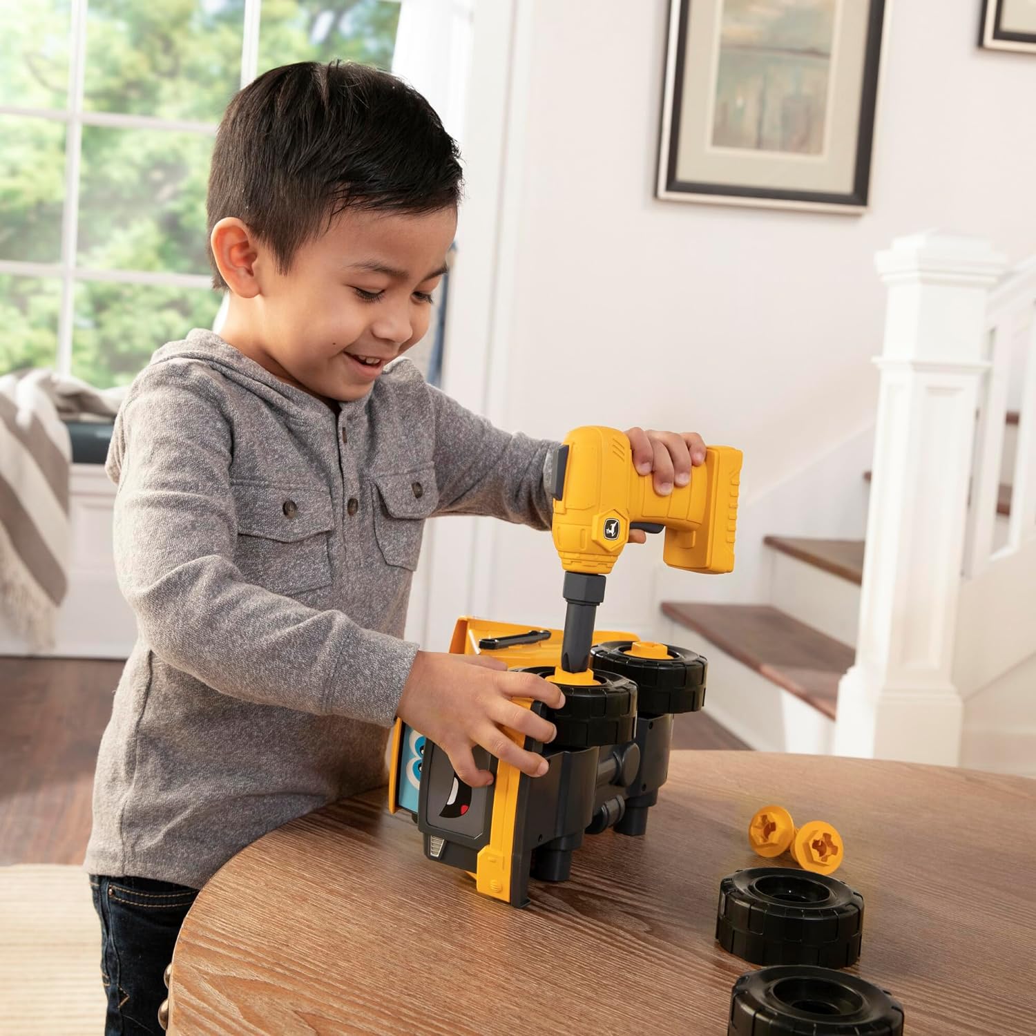 Dump Truck Toy - Buildable Dump Truck Take Apart Toys with Toy Drill - AA Batteries Included