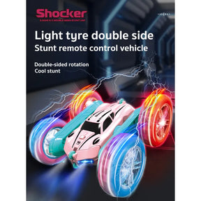 Remote Control Stunt Car – Light-Up, Double-Sided Rolling Car with Swing Arm Toy