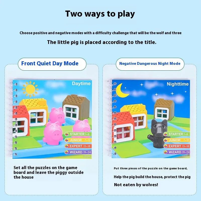 Big Gray Wolf & Three Little Pigs Toy – Parent-Child Interaction & Logic Game