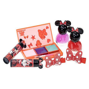 "Disney Minnie Mouse Cosmetic Gift Bag Set - Lip Gloss, Nail Polish & Hair Accessories"