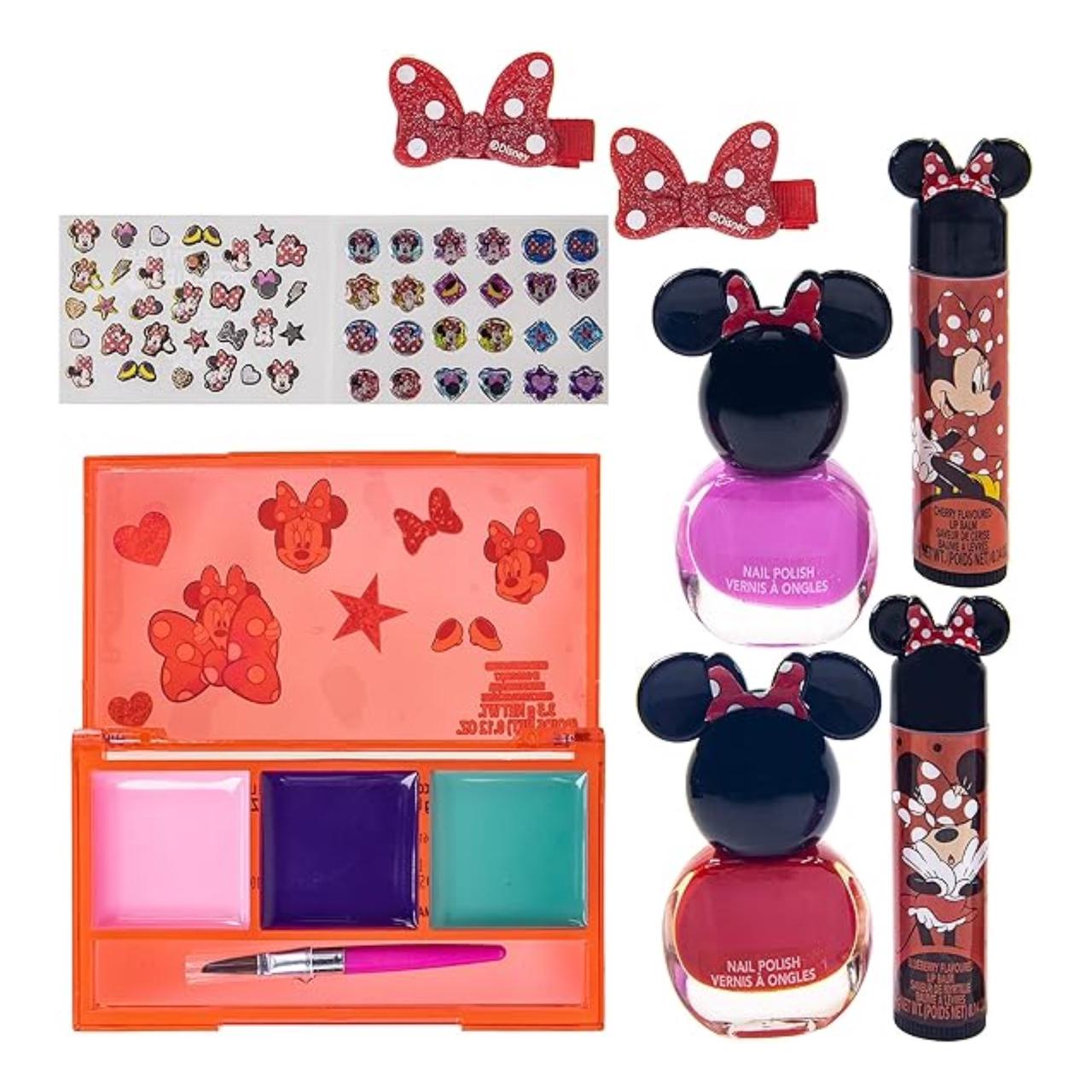 "Disney Minnie Mouse Cosmetic Gift Bag Set - Lip Gloss, Nail Polish & Hair Accessories"