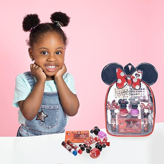 "Disney Minnie Mouse Cosmetic Gift Bag Set - Lip Gloss, Nail Polish & Hair Accessories"