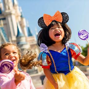 Mouse Ears, Sequin Mouse Ears Headband for Girls (Orange Bow)