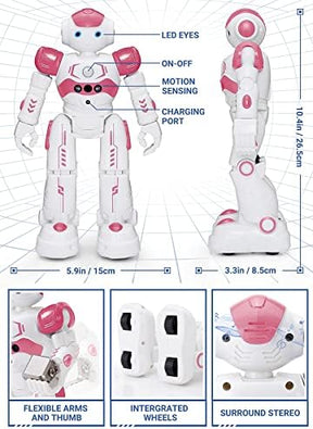 KingsDragon RC Robot Toys for Kids |Gesture & Sensing Robot | Pink