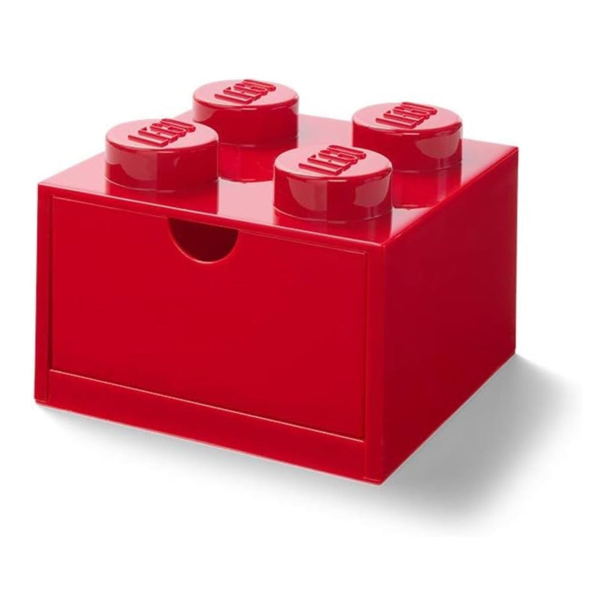 Room Copenhagen LEGO Storage Brick 4 Desk Drawer, 4-Stud Stackable Tabletop Storage Box, 6.2 x 6.2 x 4.4 In, Red