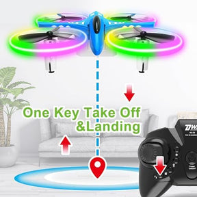 Remote Control Mini Drone for Kids LED Night Lights | Blue