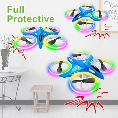 Remote Control Mini Drone for Kids LED Night Lights | Blue