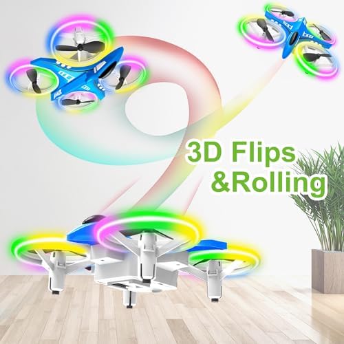 Remote Control Mini Drone for Kids LED Night Lights | Blue