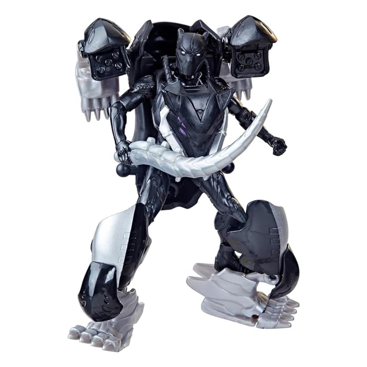 Marvel Mech Strike Mechasaurs, 4-Inch Black Panther with Sabre Claw Action Figure