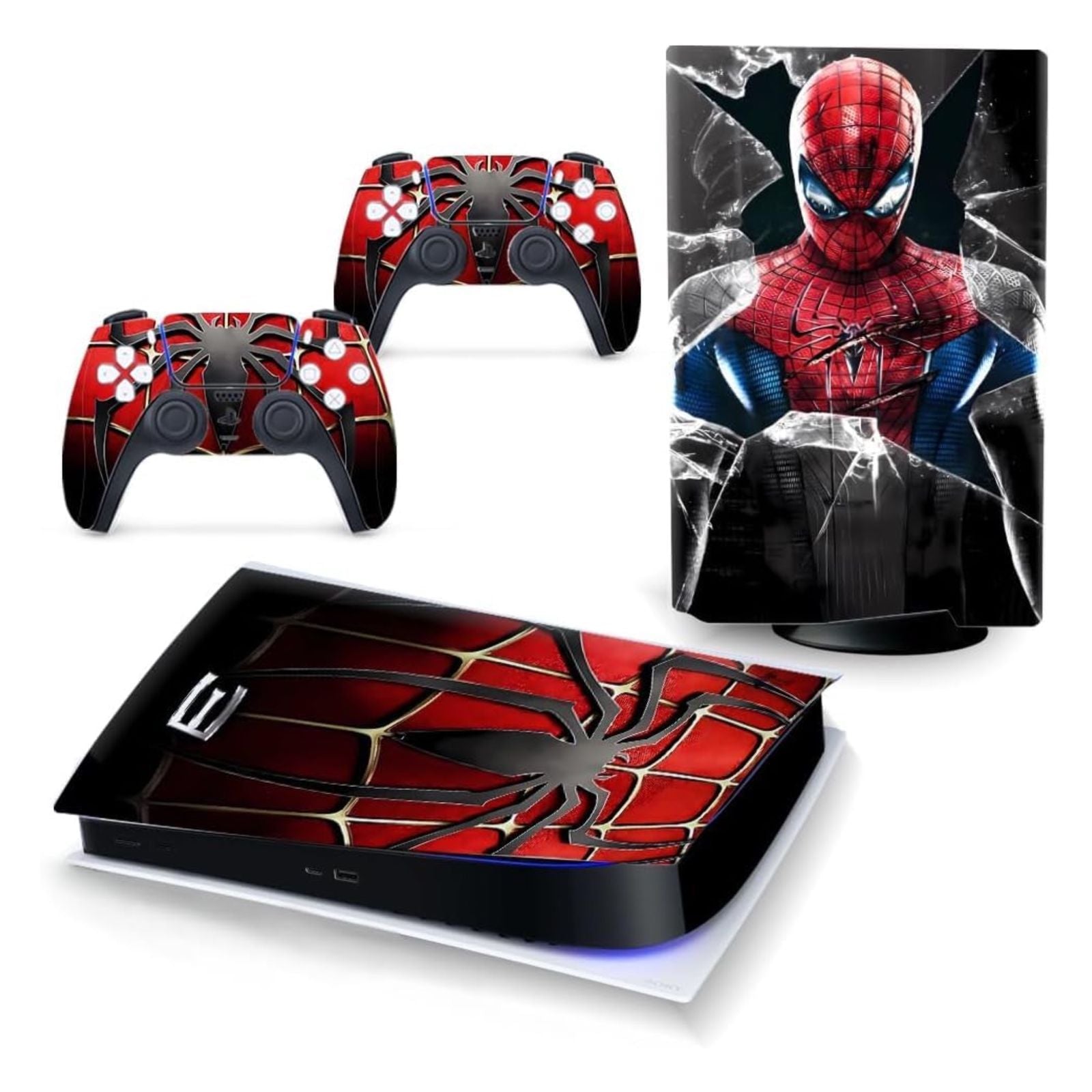 Spider Man Themed Custom Skin for PS5 Slim Disc Edition & Controller - Durable, Scratch Resistant