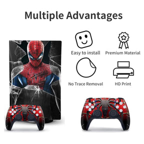 Red & Black Spider Skin Set for PS5 Console & Controller