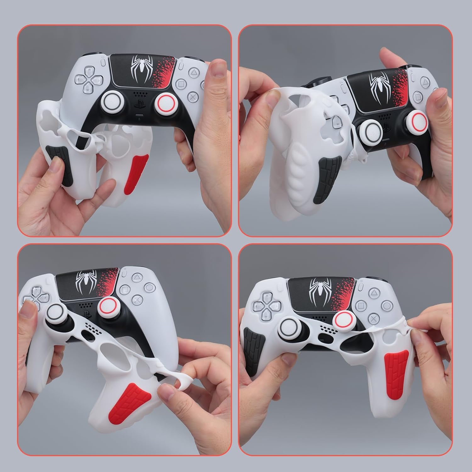 ECHZOVE PS5 Controller Cover Case - Anti-Slip Silicone Skin (White)