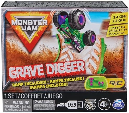 Monster Jam Grave Digger Remote Control Monster Truck | 1:64 Scale