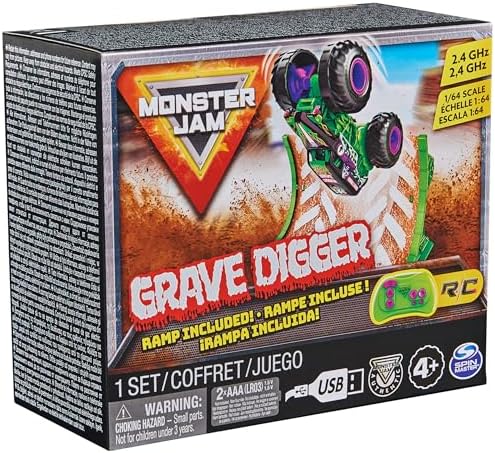 Monster Jam Grave Digger Remote Control Monster Truck | 1:64 Scale