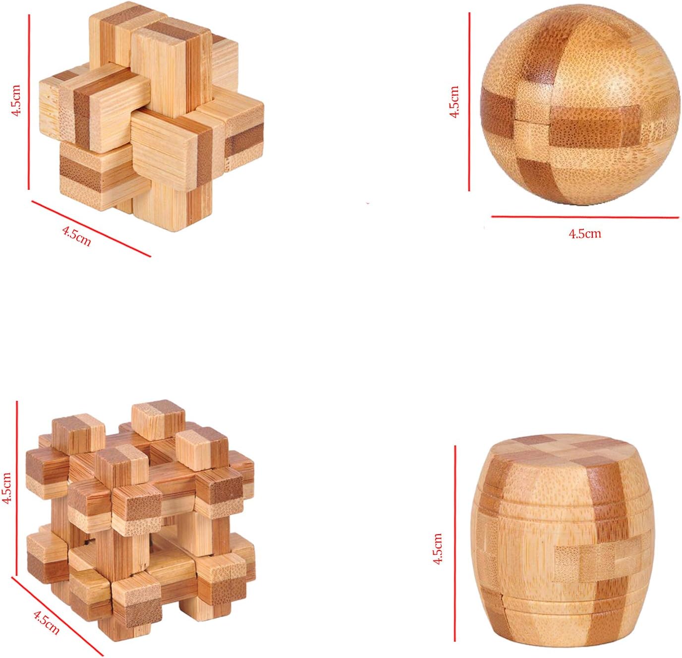 Brain Teaser Puzzle 20Pcs Unlock Interlock Game IQ Test Wooden Toy 3D Unlock Interlock Puzzle Magic Ball