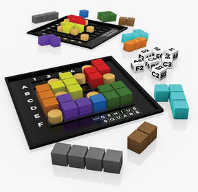 The Genius Square - 60000+ Solutions STEM Puzzle Game! Roll the Dice & Race Your Opponent to Fill The Grid by Using Different Shapes!