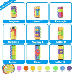 R.Y.TOYS Rotate and Slide Puzzle-Design Patent,Fidget Toys(Restore Order/Create Patterns) 8 Colors,6, 7 and 8 Layers-Detach Piece for Quick Play