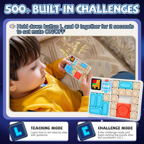 Super Slide Puzzle Games, 500+ Challenges Brain Teaser Puzzle, Sliding Puzzle Game for Kids Teens, 7 Difficulty Levels, with Slide Pieces Storage Area