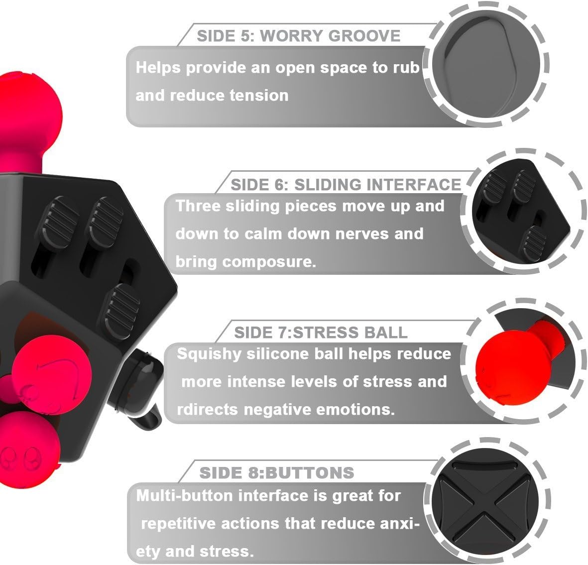 4 PCS Dodecagon Fidget Toys Set-12 Side Fidget Toy Cube, Relieves Stress Anxiety Fidget Toys for Kids and Adults with Add, ADHD, Autism or Anxiety