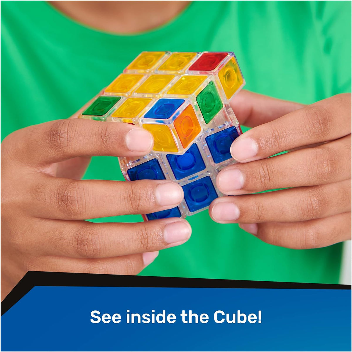 Rubik’s Crystal, New Transparent 3x3 Cube Classic Color-Matching Problem-Solving Brain Teaser Puzzle Game Toy for Kids