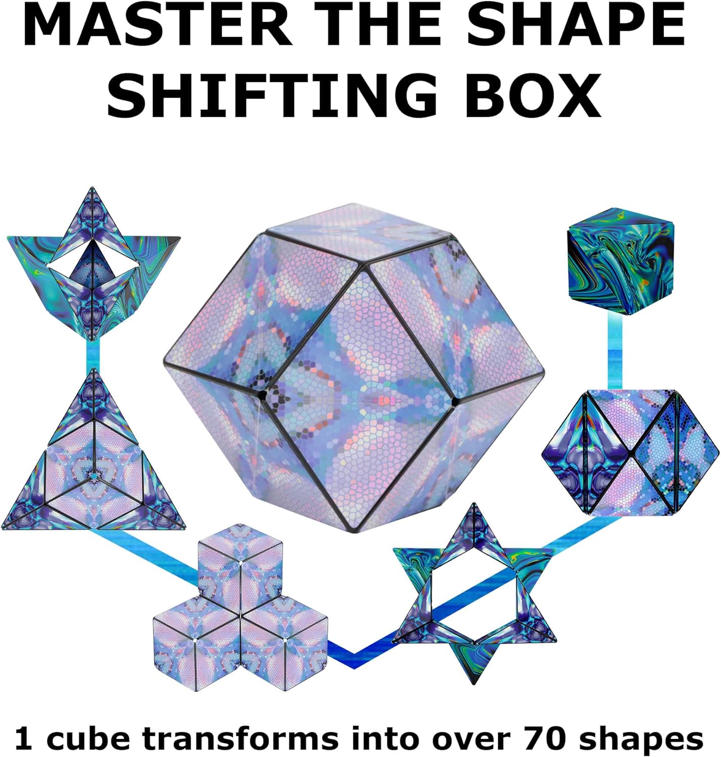 SHASHIBO Shape Shifting Box - Award-Winning, Patented Fidget Cube w/ 36 Rare Earth Magnets - Transforms Into Over 70 Shapes, Gift Box