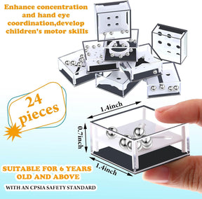 Meetai 24 Piece Mini Puzzle Box Balance IQ Maze Game Puzzle Balance Game Box Casual Intelligence Ball Maze Game Challenge