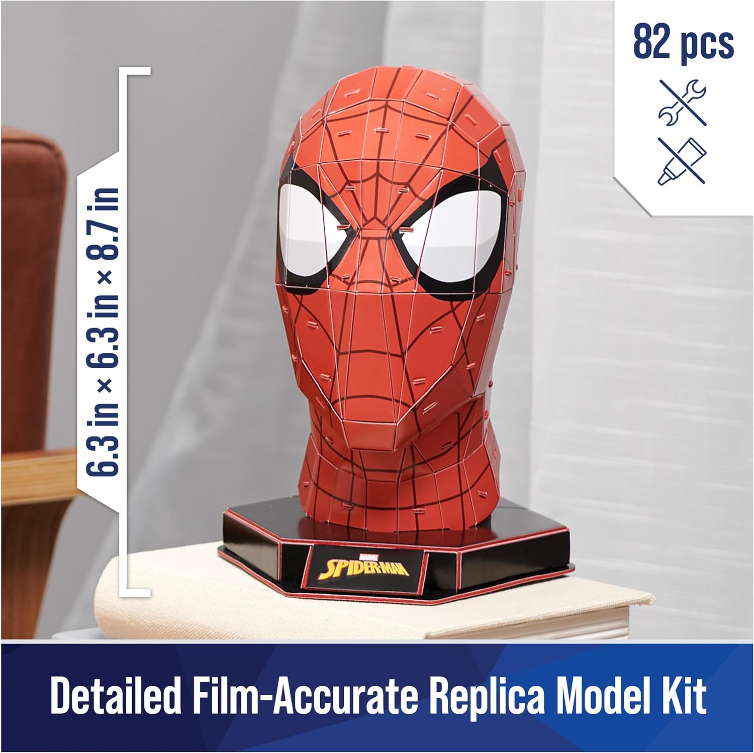 Marvel Spider-Man 3D Puzzle Model Kit with Stand 82 Pcs | Spider-Man Desk Decor | Building Toys | 3D Puzzles for Adults & Teens 12+