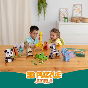 3D Puzzles for Kids Toys Pack 8 - BONNYCO | 3D Puzzle for Kids of Jungle Animals, Educational Girl and Boy Toys, Gifts for Kids