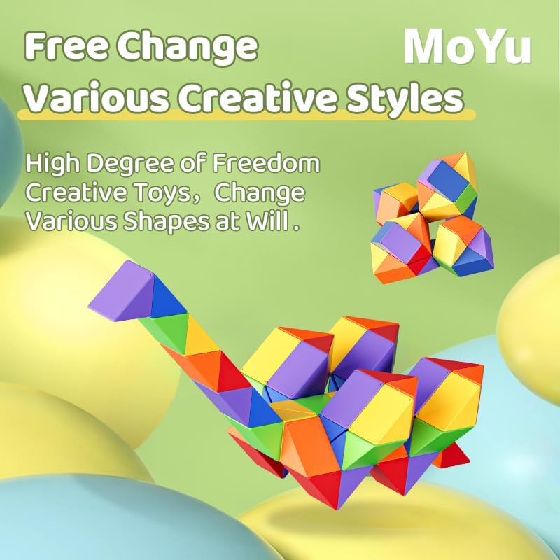 Fidget Snake Cube Puzzles Twist Toys for Kids Sensory Toy Brain Teaser Quiet Fidget Toys for Kids 6-12 Adults Magic Snake Cube Triangle Snake Fidget Toy Ball(24 Blocks)