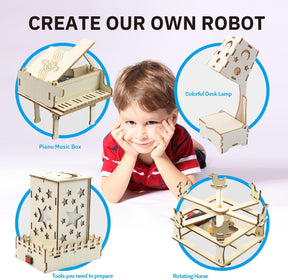 DIY Wood Craft Building Kits, Electric Motor Woodworking Project Science Kits for Kids, Hands on STEM Learning Project Kits