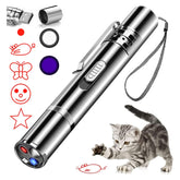 Cat Laser Toy, Red Dot LED Light Pointer Interactive Toys Indoor Cats DogsLaser, Long Range 5 Modes Laser Projection Playpen for Kitten Outdoor Pet Chaser Tease Stick Training Exercise,USB Recharge