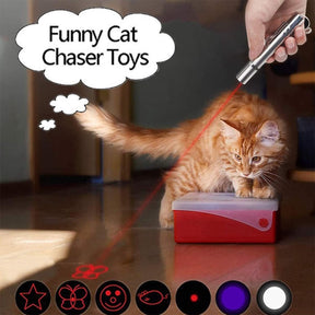 Cat Laser Toy, Red Dot LED Light Pointer Interactive Toys Indoor Cats DogsLaser, Long Range 5 Modes Laser Projection Playpen for Kitten