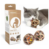 Potaroma Catnip Toys, 3Pcs Cat Toys Natural Silvervine Stick Cage Balls & Bell Ball for Indoor Cats, Kitten Cleaning Teeth Molar Matatabi Cat Chew Toy All Breeds