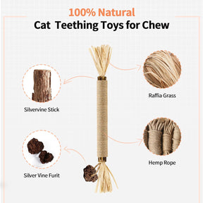 Catnip Toys with Silvervine for Cats, Cat Chew Toy for Kitten Teething, Interactive Cat Toy for Indoor Cats, Natural & Safe Cat Toys