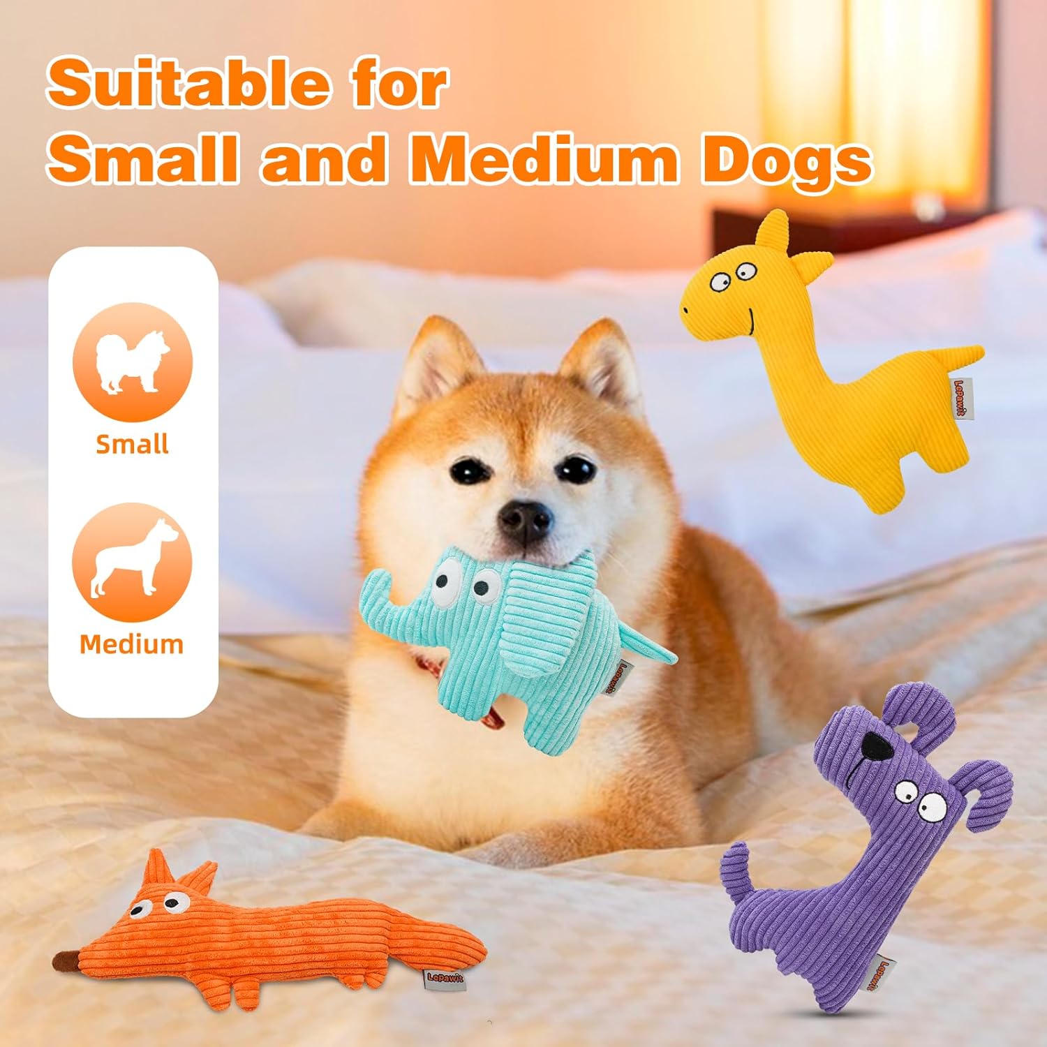 Squeaky Dog Toys, Cute Plush Toy for Dogs Indoor Play, Interactive Dog Toys with Non-Shedding Material