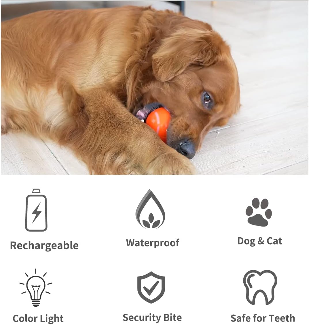 Smart Interactive Dog Ball Toys, Activated Rolling Ball for Dogs with Light, Moving Bouncing Dog Ball,  USB Rechargeable