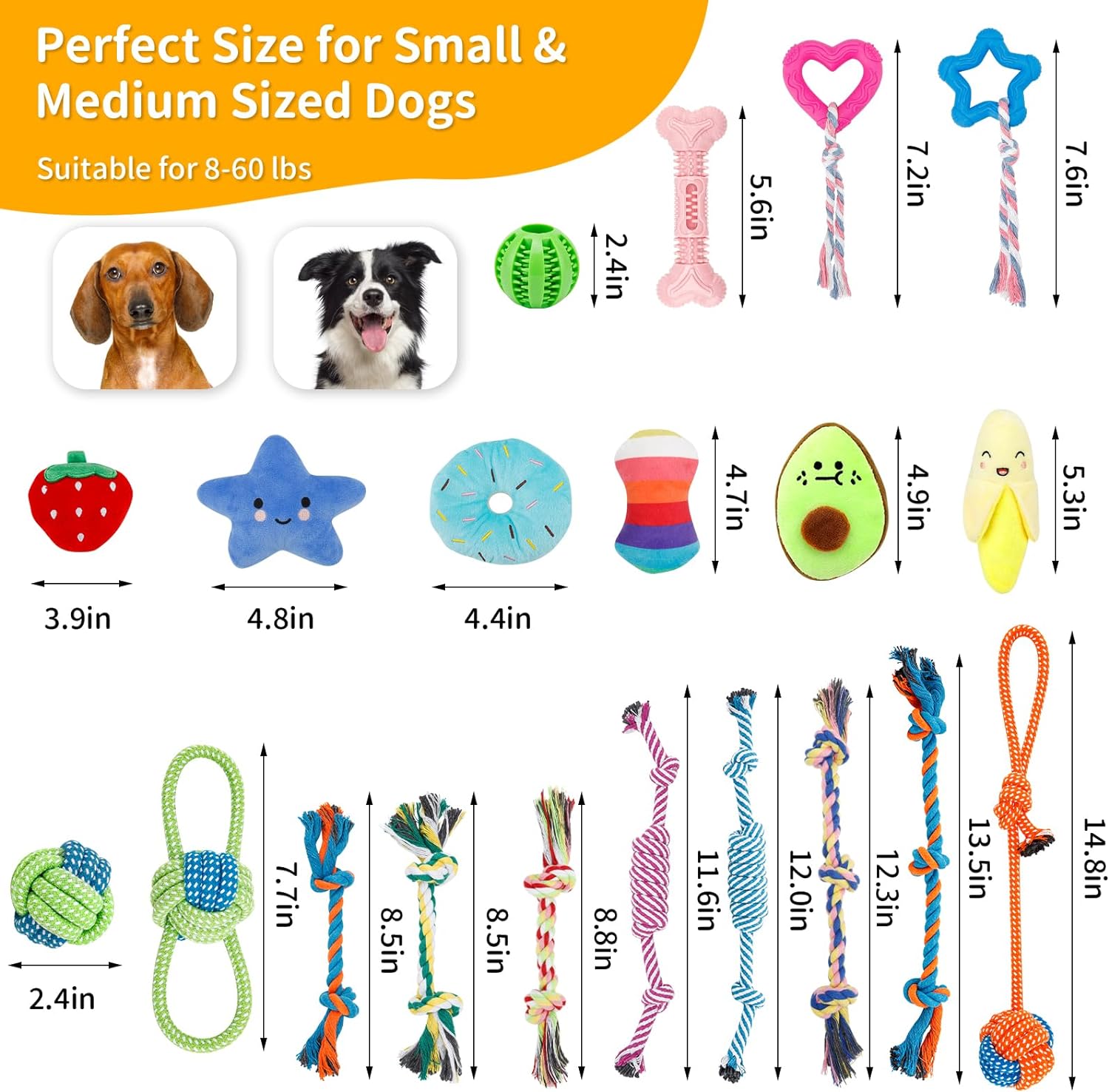 Enido Dog Rope Toys for Small & Medium Breed Dogs, Puppy Chew Toys, 24 Pack Puppy Teething Toys, Promote Dog Dental Health