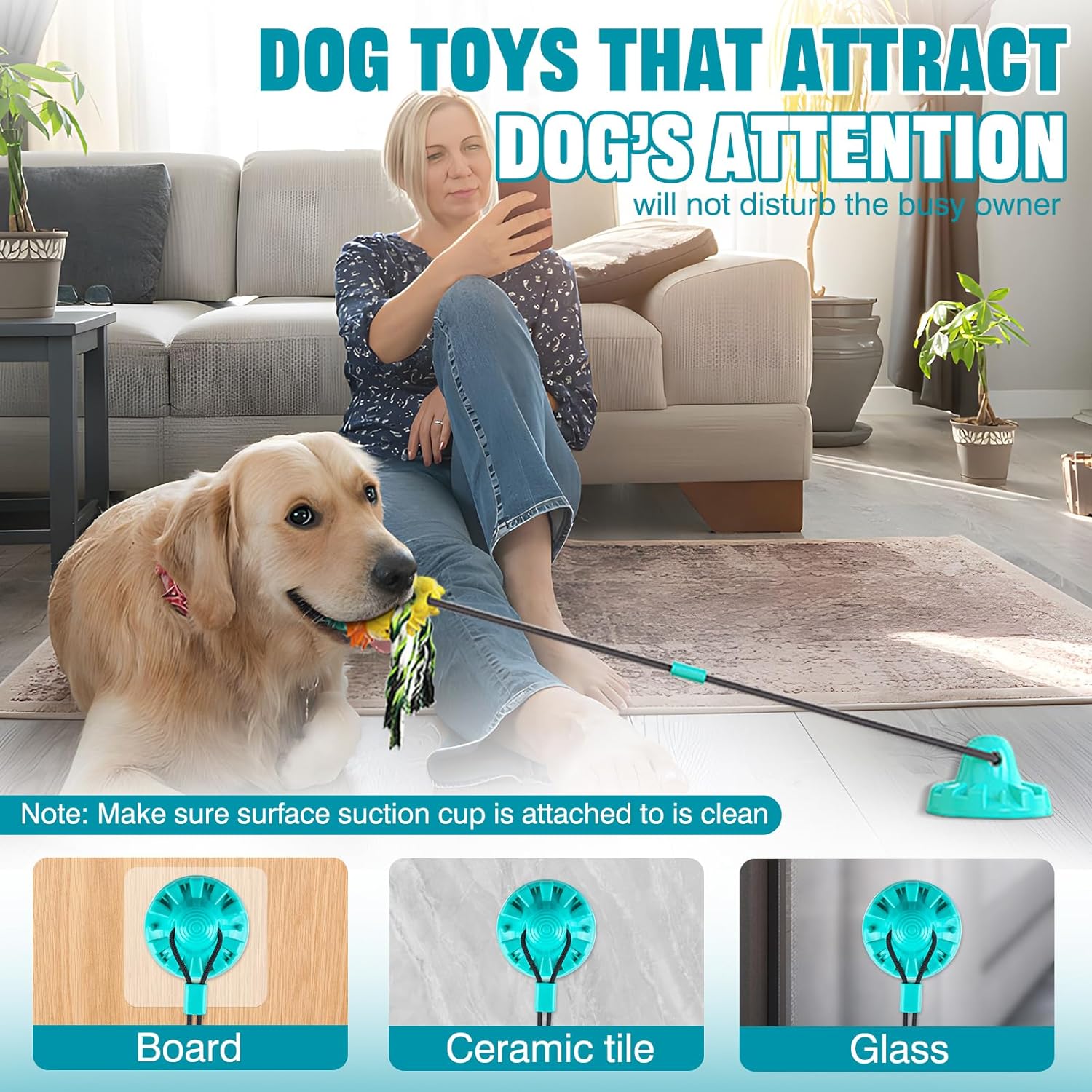 Dog Toys for Aggressive Chewers Interactive Indestructible Puzzle Stimulating Chew Toy Suction Cup Tug of War Enrichment Rope Boredom Busy Self Play