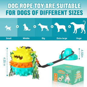 Dog Toys for Aggressive Chewers Interactive Indestructible Puzzle Stimulating Chew Toy Suction Cup Tug of War Enrichment Rope Boredom Busy Self Play