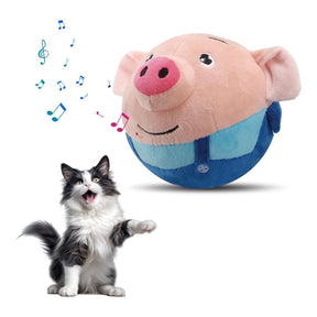 Active Moving Pet Plush Toy, 2024 Upgraded Active Moving Pet Plush Interactive Dog Toys, Talking Squeaky Moving Ball Toy, Washable Cartoon Pig Plush Sound Electronic Dog Toy (Pig-2)