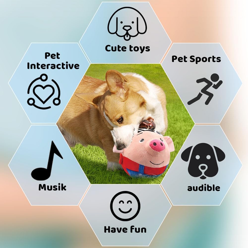 Active Moving Pet Plush Toy, 2024 Upgraded Active Moving Pet Plush Interactive Dog Toys, Talking Squeaky Moving Ball Toy