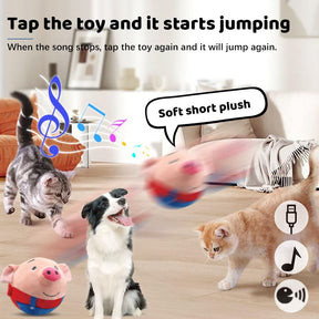 Active Moving Pet Plush Toy, 2024 Upgraded Active Moving Pet Plush Interactive Dog Toys, Talking Squeaky Moving Ball Toy