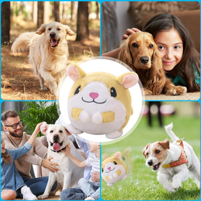 Active Moving Pet Plush Toy, Interactive Dog Toys, Dog Toys for Small Dogs, Auto Bounce Squeak Fluffy Stuffies Small with USB Charging Repeats What You Say Over 60 Music Song