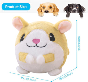 Active Moving Pet Plush Toy, Interactive Dog Toys, Dog Toys for Small Dogs, Auto Bounce Squeak Fluffy Stuffies Small with USB Charging Repeats What You Say Over 60 Music Song